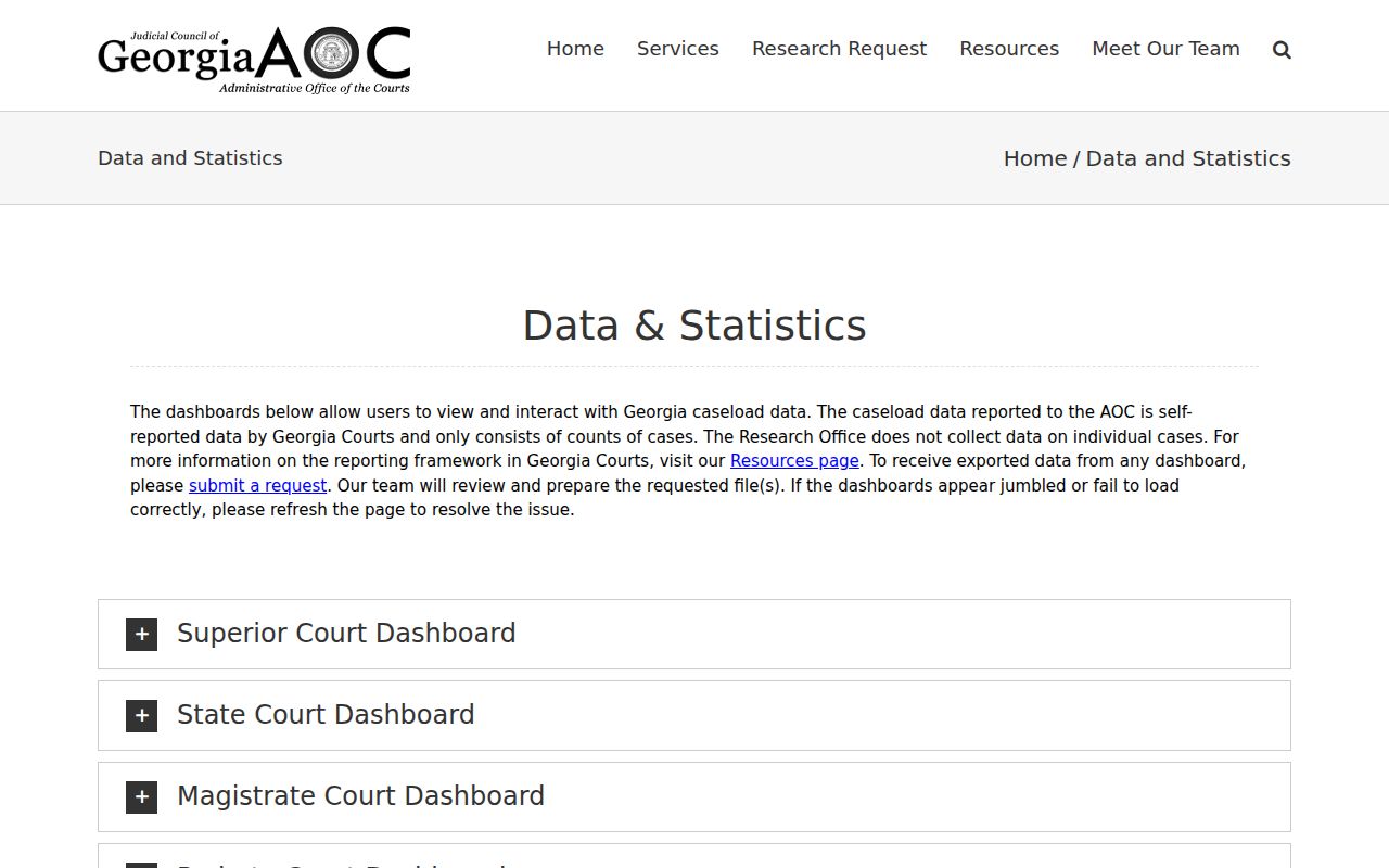 Commerce docket search Georgia judiciary statistics source