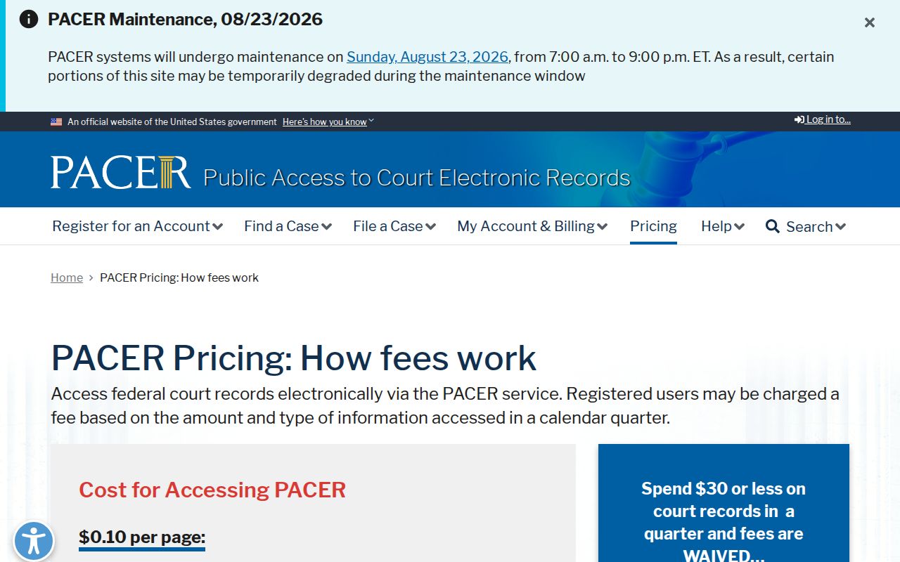 Jackson County court record search through the separate PACER federal access system