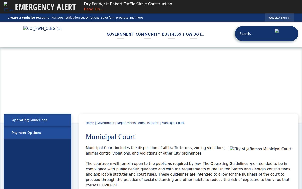 Jefferson docket search municipal court information